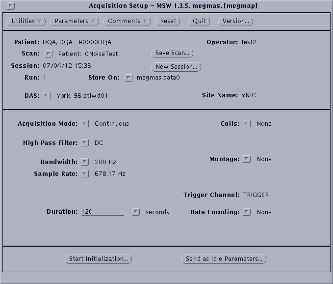 Data Acquisition Window