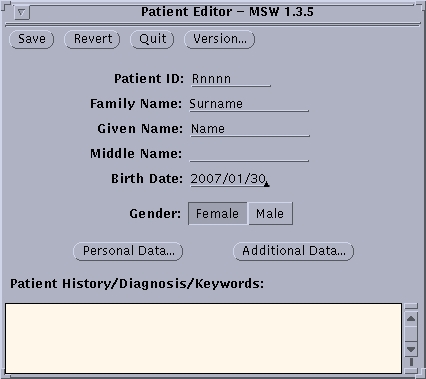 Patient Editor Window